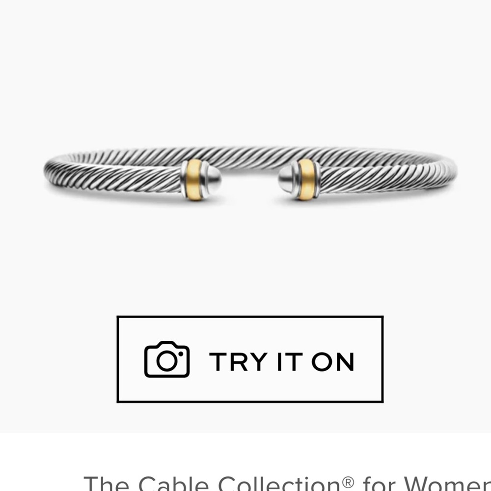 David Yurman Silver and Gold Cable Bracelet with Elegant Two-Tone Design